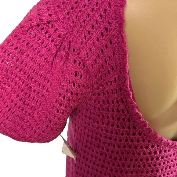 Crochet dress,pink Sm,cottagecore, tassels,fairy,whimsy,coastal,feminine,NWT - Picture 7 of 15